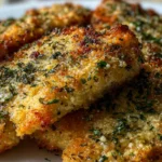 Crispy dill pickle Parmesan chicken with a golden herb crust