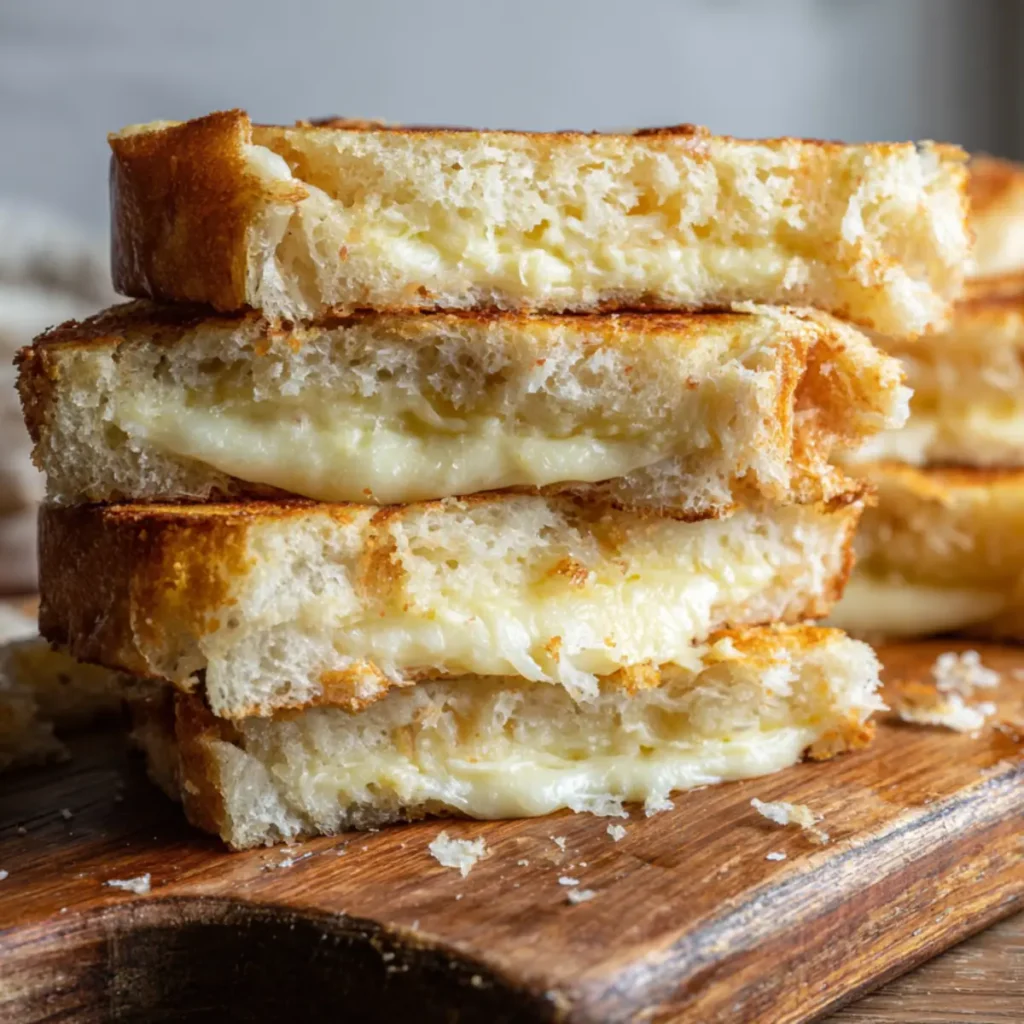 Cheesy Hawaiian roll sandwiches stacked with melted cheese