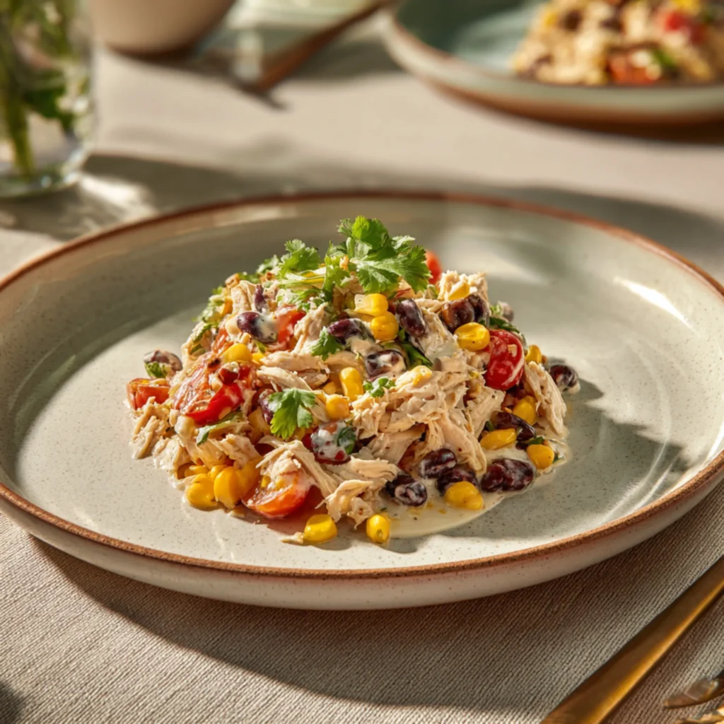 chicken salad with beans corn tomatoe