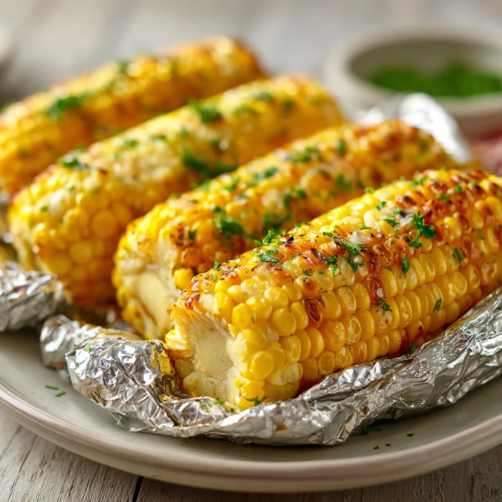golden grilled corn with garlic butter and parsley