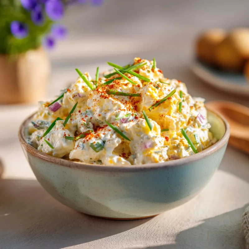 Egg salad with cottage cheese, herbs, and soft scrambled eggs