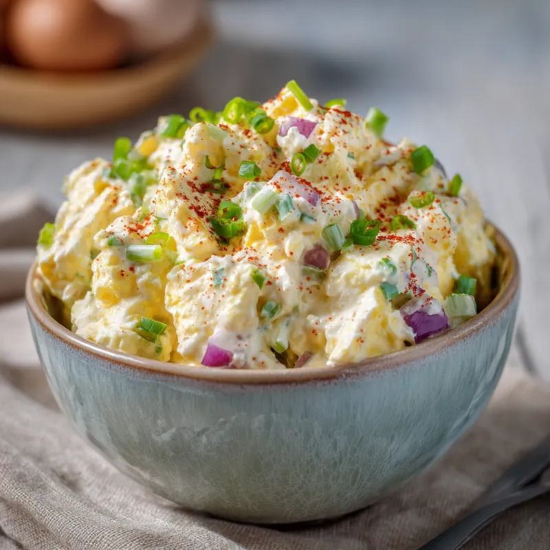 Cottage cheese egg salad with green onions and paprika seasoning