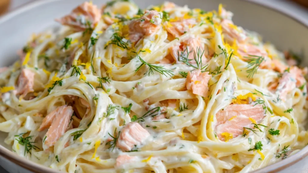 creamy smoked salmon pasta with lemon and herbs