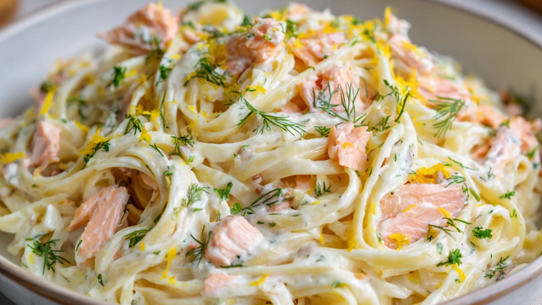 creamy smoked salmon pasta with lemon and herbs