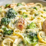 Creamy chicken broccoli Alfredo pasta in one pot