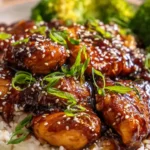 Homemade chicken teriyaki with sticky sauce and rice