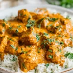 Easy crockpot Indian butter chicken with rice