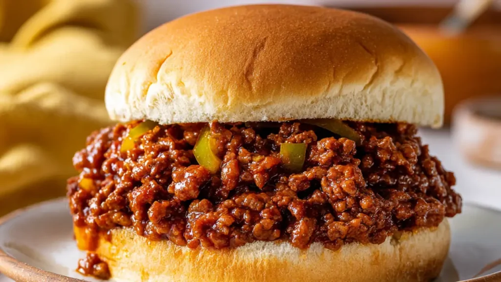 Easy homemade sloppy joes sandwich with beef