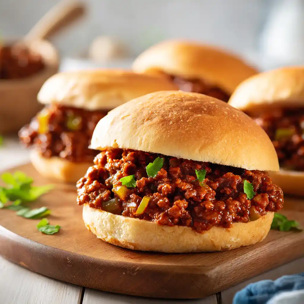 Sloppy joe sandwiches with savory beef filling
