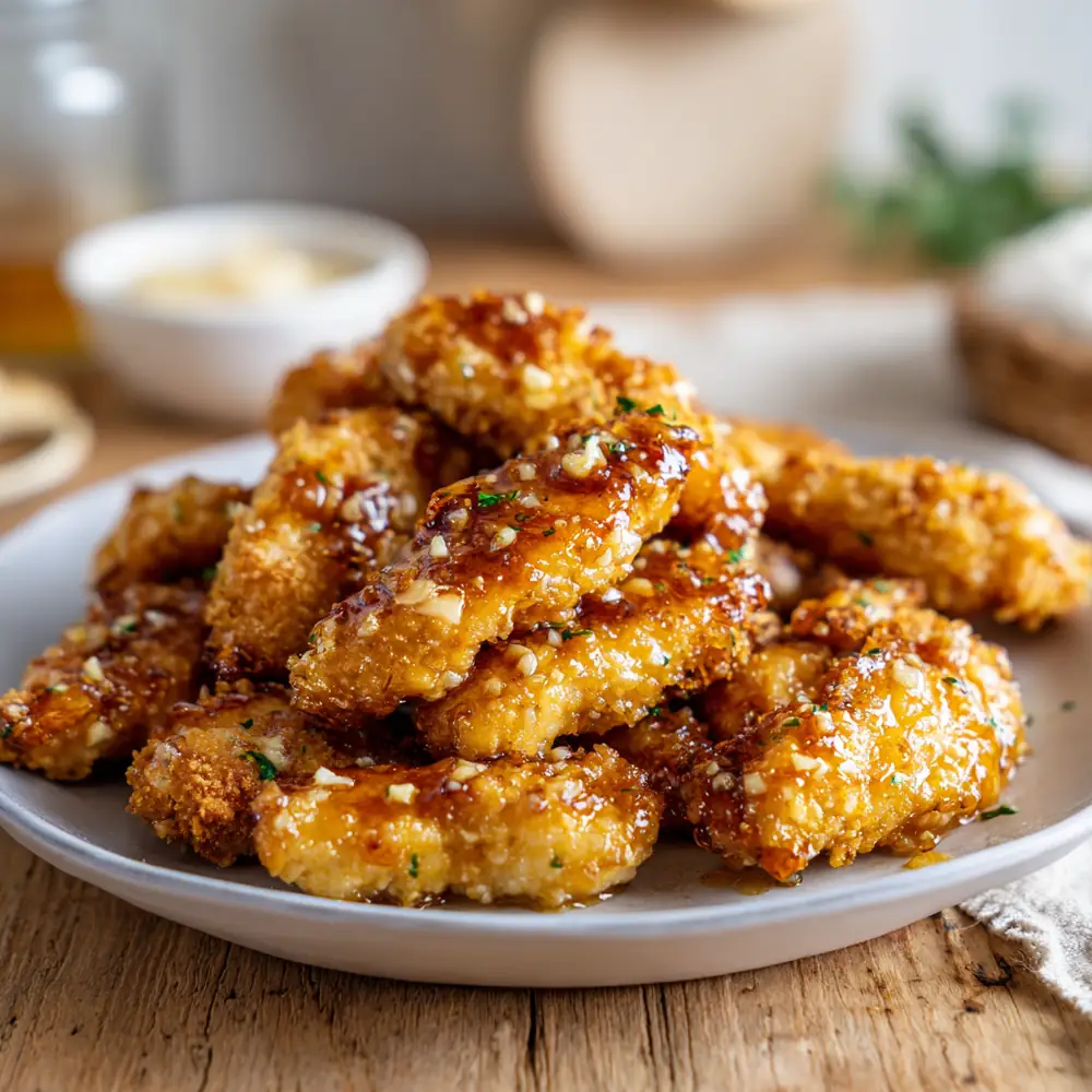 Sticky honey garlic chicken wings with sesame and herbs